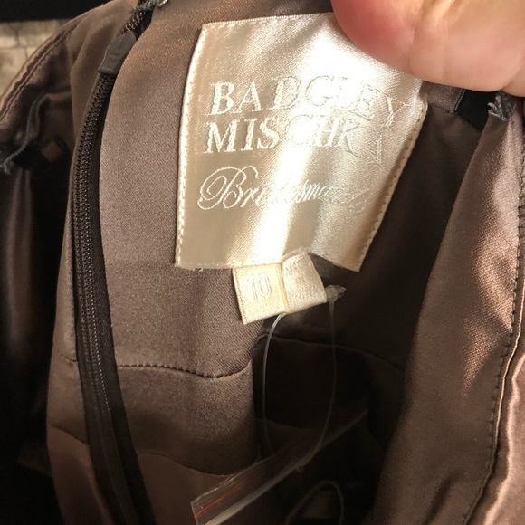 Badgley Mischka Bridesmaid brown trumpet dress 10 - Picture 4 of 6